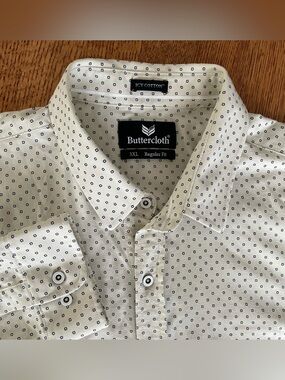 Buttercloth Men’s Dress Shirt 3XL Icy Cotton Breathability Cooling Geometric